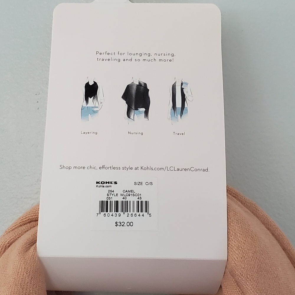 LC Lauren Conrad soft touch square scarf camel - Picture 3 of 5